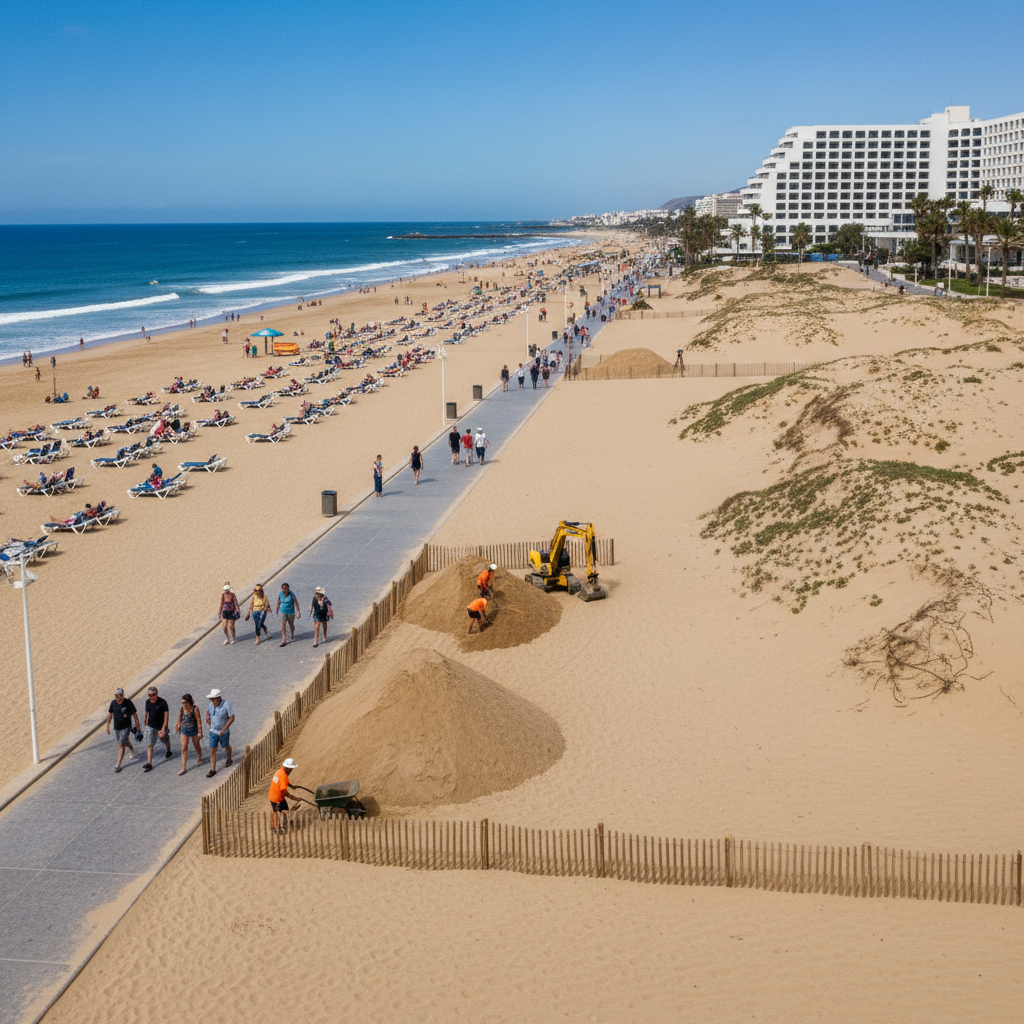 Große Sand-Umschichtung in Maspalomas: Cabildo plant Transfer zur Playa del Inglés