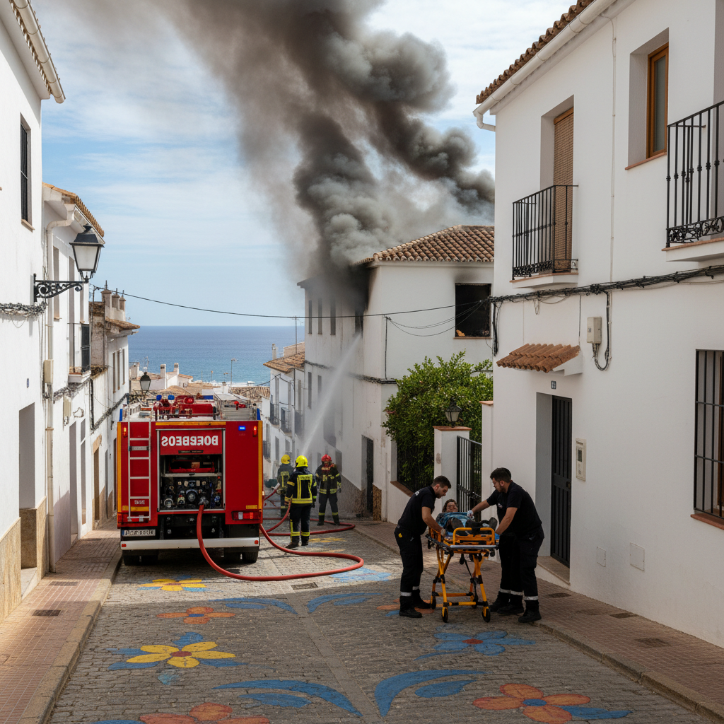 Schwerer Brand in Estepona: Wohnhaus komplett zerstört und vier Personen verletzt