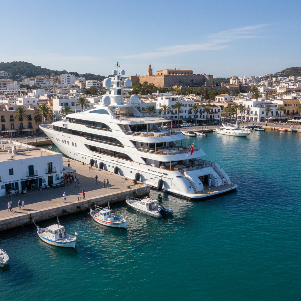 „Mayan Queen IV“: 93-Meter-Megayacht der Familie Baillères ankert in Ibiza